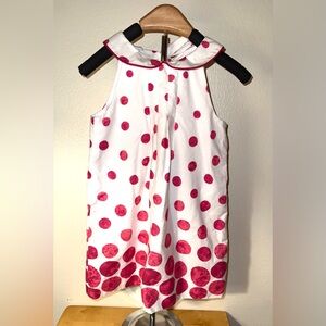 Florence Eiseman white sleeveless dress with pink polka dots, size 4